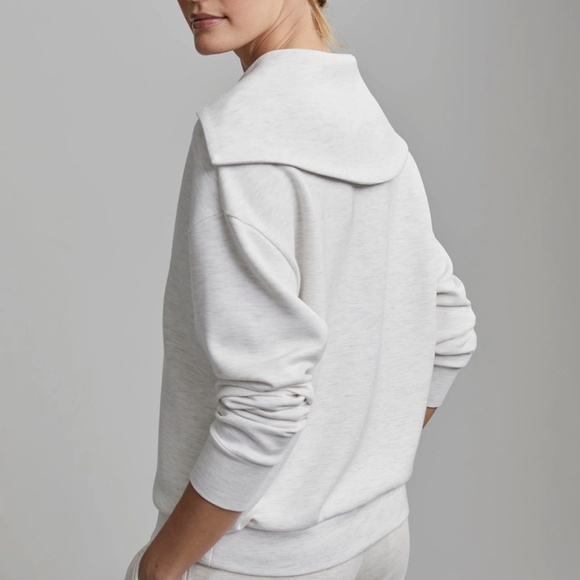 Varley Yates Half-Zip panelled neckline Sweatshirt Ivory Marl Size Small NWOT - Picture 2 of 16